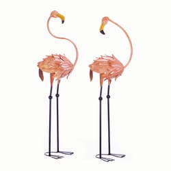 Summerfield Terrace Iron Pink 41 in. Duo Flamingos Statuary