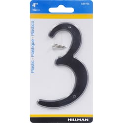 HILLMAN 4 in. Black Plastic Nail-On Number 3 1 pc