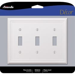Amerelle Chelsea White 3 gang Stamped Steel Toggle Wall Plate 1 pk