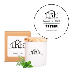 The Rustic House Not for Resale White Mint/Rosemary Scent Tester Candle 8 oz