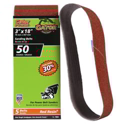 Gator 18 in. L X 3 in. W Aluminum Oxide Sanding Belt 50 Grit Coarse 5 pc