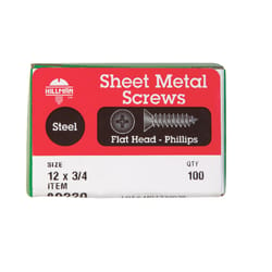 Hillman No. 12 X 3/4 in. L Phillips Flat Head Sheet Metal Screws 100 pk