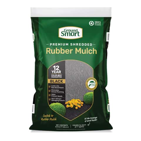 Ground Smart Black Shredded Rubber Mulch 0.8 cu ft Mfr GSBF08BK96 Ace Hardware