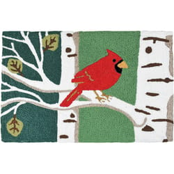 Jellybean 20 in. W X 30 in. L Multi-Color Cardinal in Birch Tree Polyester Accent Rug