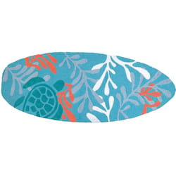 Jellybean 21 in. W X 54 in. L Multicolored Surfboard - Turtle Accent Rug