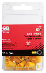 Gardner Bender 12-10 Ga. Insulated Wire Ring Terminal Yellow 50 pk
