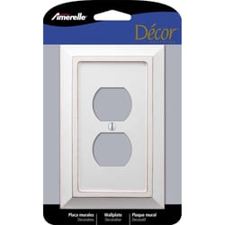 Amerelle Savannah White 1 gang Wood Duplex Wall Plate 1 pk