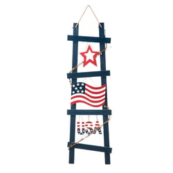 Glitzhome Patriotic Ladder Shaped USA Porch Decor Plastic/Wood 1 pk