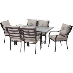 Hanover Lavallette 7 pc Black Steel Modern Dining Set Gray