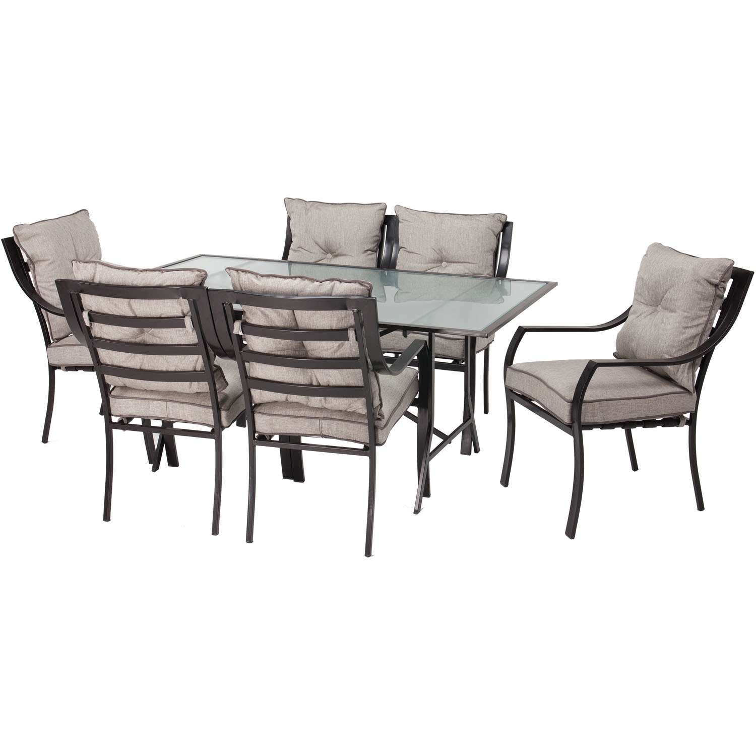 Hanover Lavallette 7 pc Black Steel Modern Dining Set Gray Ace Hardware