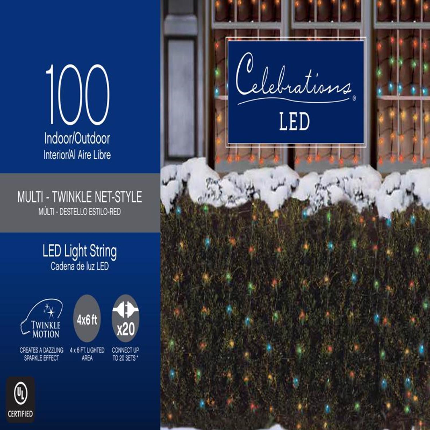 Celebrations 282M4213 Mini Twinkle LED Net Lights Multi Color