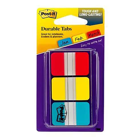Marque-pages Post-it onglets rigides - coloris assortis - 3 x 22