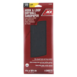 Ace 10-1/2 in. L X 4-1/2 in. W 120 Grit Silicon Carbide Drywall Sanding Sheet 6 pk