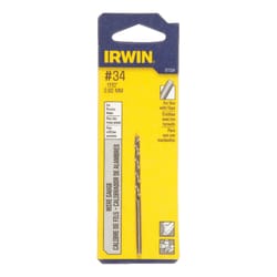 Irwin #34 X 2-5/8 in. L High Speed Steel Jobber Length Wire Gauge Bit Straight Shank 1 pk