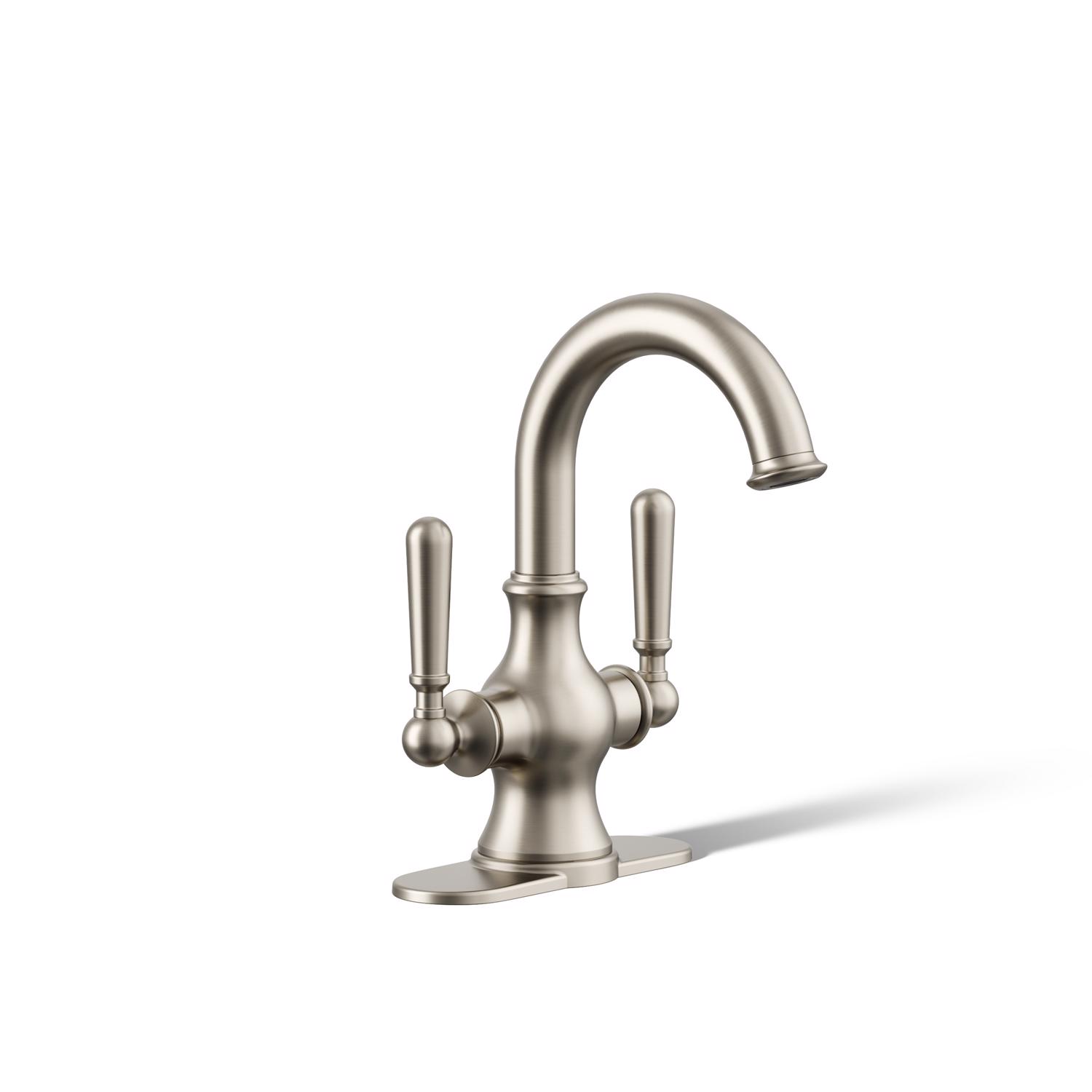 Kohler Facile Brushed Nickel Traditional Centerset Bathroom Sink Faucet 4 in.