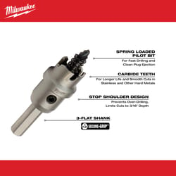 Milwaukee 1/4 in. Carbide Grit Brad/Pilot Point Hole Cutter 1 pk