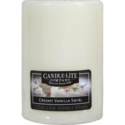 Candle-Lite White Creamy Vanilla Swirl Scent Pillar Candle