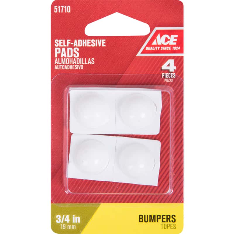 Ace Vinyl Self Adhesive Bumper Pad White Round 3/4 in. W 4 pk - Ace Hardware