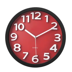 Tempus 13 in. L X 13 in. W Indoor Contemporary Analog Wall Clock Plastic Red