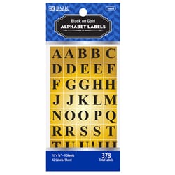 Bazic Products 1/2 in. H X 5/8 in. W Square Black Gold Foil Alphabet Label 378 pk
