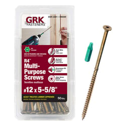 GRK Fasteners R4 No. 12 X 5-5/8 in. L Star Coated W-Cut Multi-Purpose Screws 50 pk