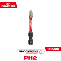 Milwaukee Shockwave Phillips #2 X 2 in. L Impact Power Bit Steel 15 pc