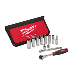 Milwaukee 3/8 in. drive SAE Pivoting 12 Piece Mechanics Ratchet and Socket Set