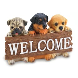 Summerfield Terrace Multi-color Polyresin 6.5 in. H X 9.5 in. L X 4 in. W Little Pups Welcome Plaque