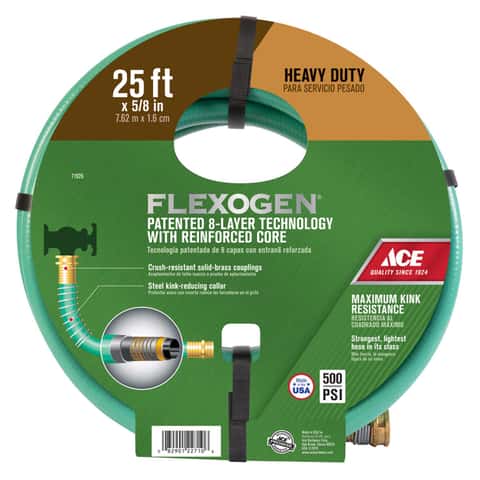 Ace Flexogen 5/8 in. D X 100 ft. L Heavy Duty Premium Grade Garden Hose Green Ace Flexogen 5/8 in. D X 100 ft. L Heavy Duty Premium Grade Garden Hose Green