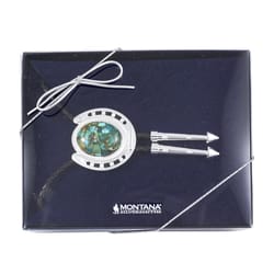 Montana Silversmiths Unisex The Pioneer's Turquoise Round Silver Bolo Tie Water Resistant