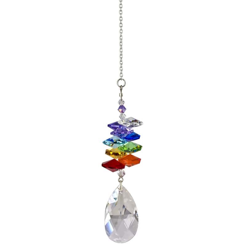 Woodstock Chimes Crystal Rainbow Cascade Multicolor Crystal 4 in. Wind