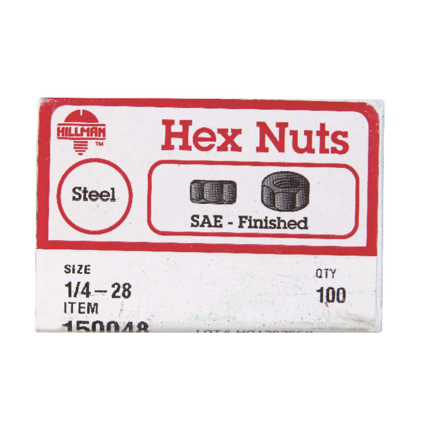 Hillman 1/4 in. Zinc-Plated Steel SAE Hex Nut 100 pk Hillman 1/4 in. Zinc-Plated Steel SAE Hex Nut 100 pk