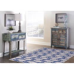 Linon Home Decor Orono 5 ft. W X 7 ft. L Blue Fish Polyester Area Rug