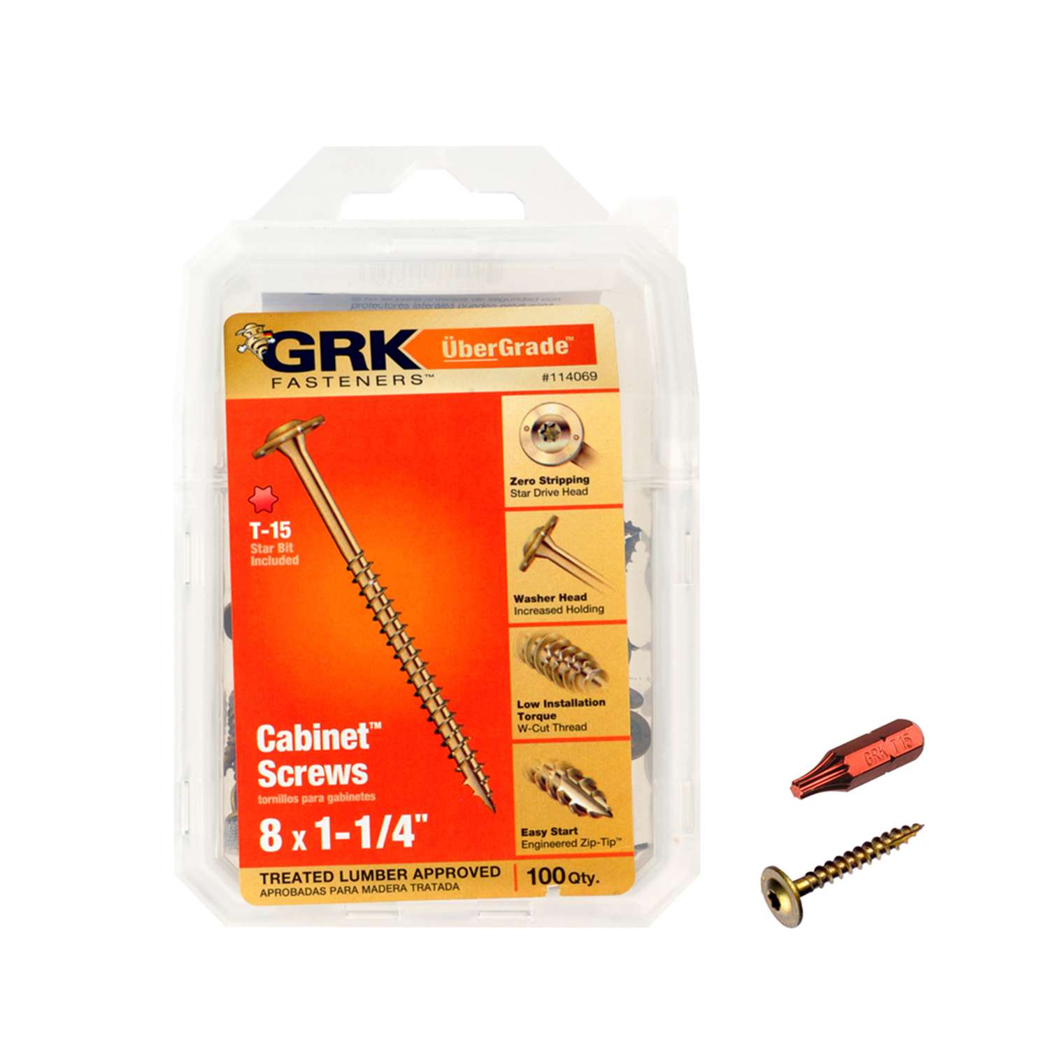 GRK Fasteners UberGrade No. 8 x 11/4 in. L Star Screws 100 pk Ace Hardware