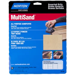 Norton MultiSand 11 in. L X 9 in. W Assorted Grit Aluminum Oxide All Purpose Sandpaper 5 pk