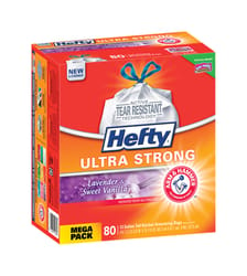 Hefty Ultra Strong 13 gal Lavender/Vanilla Kitchen Trash Bags Drawstring 80 pk