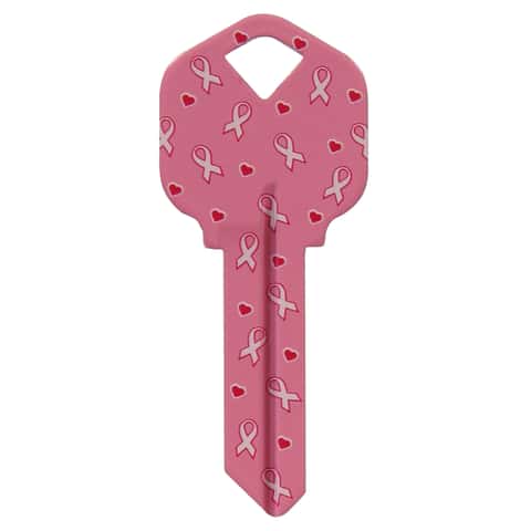 Hillman Breast Cancer Awareness Pink Breast Cancer Ribbon House/Office Universal Key Blank Single