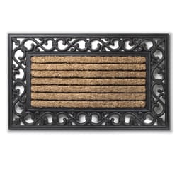 Abbott 18 in. W X 30 in. L Black/Natural Border Coir/Rubber Door Mat