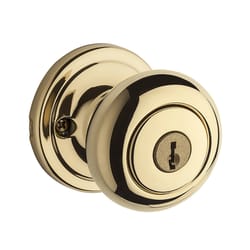 Kwikset Signature Series Hancock Knob Polished Brass Entry Lockset Right or Left Handed