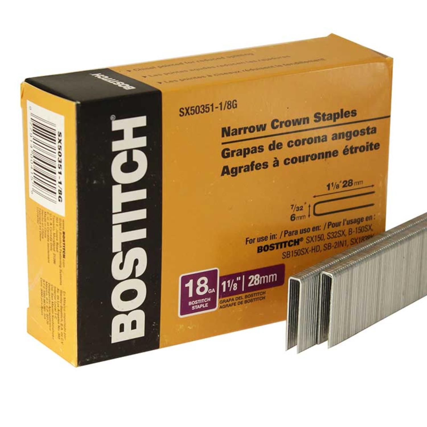 Bostitch 7/32 inch W X 1-1/8 in. L Galvanized Steel Wire Staples 18 Ga.