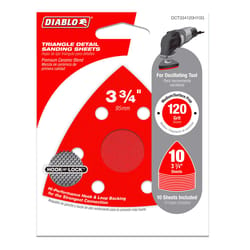 Diablo 3-3/4 in. Ceramic Blend Hook and Lock Triangle Sanding Sheets 220 Grit Ultra Fine 10 pk