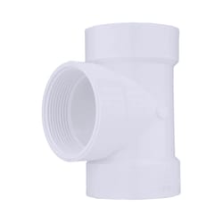 Charlotte Pipe Schedule 40 2 in. Hub X 2 in. D Hub PVC Flush Cleanout Tee 1 pk