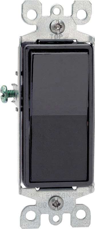 Leviton Decora 15 amps Three Pole Rocker AC Quiet Switch Black 1 pk ...