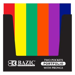 Bazic Products 11.69 in. W X 9.29 in. L Assorted 3-Prong Portfolio