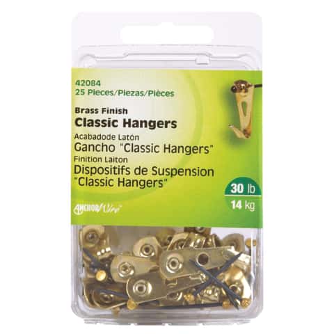 Anchor Wire Picture Hangers, 100lb, Brass Finish - 2 pack