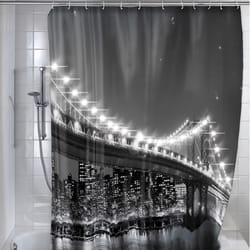 Wenko BrooklynBridge 71 in. H Black/white Shower Curtain W/Hooks Polyester