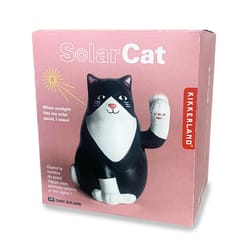 Kikkerland 4 in. H X 2 in. L Black/White Poly Resin Iconic Japanese Lucky Solar Cat Figurine