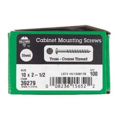 HILLMAN No. 10 X 2-1/2 in. L Phillips Black Phosphate Coarse Cabinet Screws 1 pk