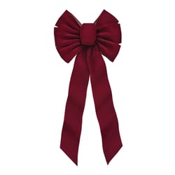 Holiday Trims Burgundy 7 Loop Christmas Bow 10 in.
