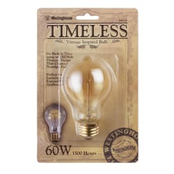 Westinghouse Timeless Vintage 60 W A19 Decorative Incandescent Bulb E26 (Medium) White 1 pk